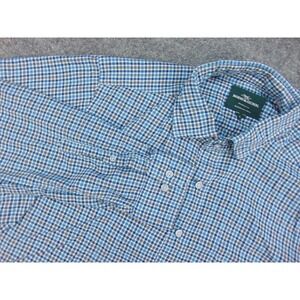 Rodd & Gunn Shirt Mens Large Sports Fit Blue Check Gingham Italy Fabric Preppy